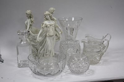 Lot 1333 - Decanters (2), Brierley jam pot, etched vase,...