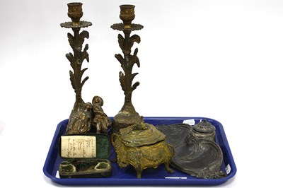 Lot 1394 - An Art Nouveau style inkwell marked 'Déposé...