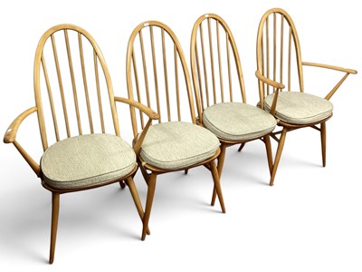 Lot 1600 - Ercol Blonde Pair of Hoop and Rail Back Dining...