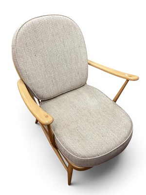 Lot 1583 - Ercol Blonde Windsor Armchair, with rail back,...