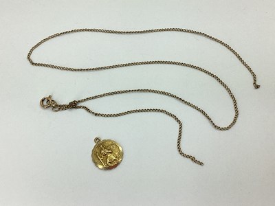 Lot 123 - A 9ct Gold Circular St. Christopher Pendant,...