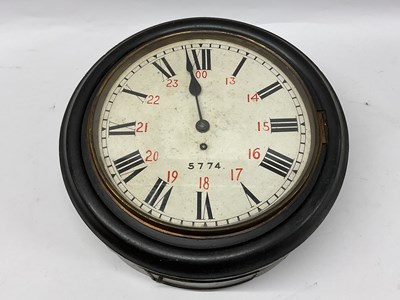 Lot 307 - Railwayana - A pre-war ebonised 16 inch cased...