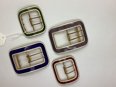 Lot 167 - Vintage Gilt Metal and Enamel Belt Buckles,...