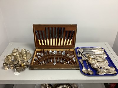Lot 255 - Part Canteen of Assorted Kings Pattern Plated...