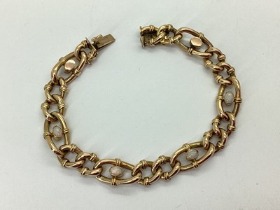 Lot 156 - An Antique Opal Set Hollow Curb Link Bracelet,...