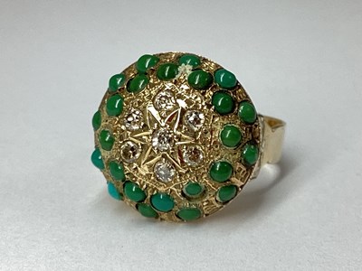 Lot 205 - An Antique Style Turquoise and Diamond Inset...