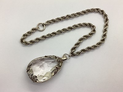Lot 96 - A Large Art Nouveau Style Pendant, the faceted...