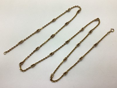 Lot 103 - A Fancy Link Chain, (stamped "750") bolt ring...