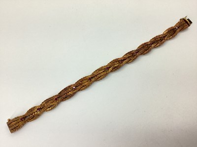 Lot 158 - An 18ct Gold Ruby Set Bracelet, of uniform...