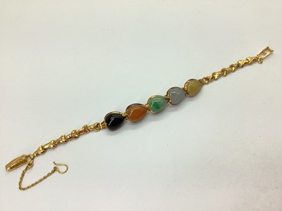 Lot 154 - A Multi Jade Set Fancy Link Bracelet, of...
