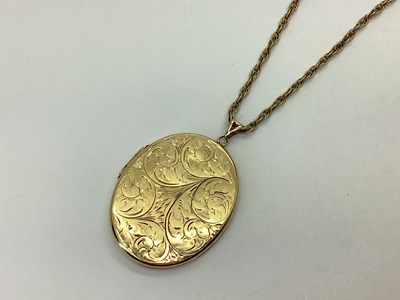 Lot 99 - A Large Oval Locket Pendant, leaf scroll...