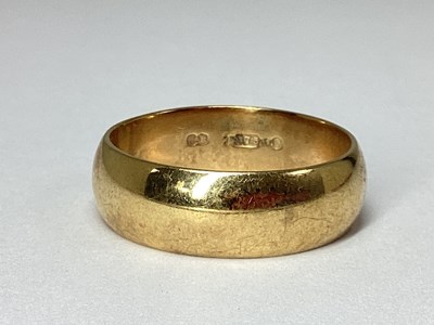 Lot 189 - A 9ct Gold Wide Plain Wedding Band, (finger...