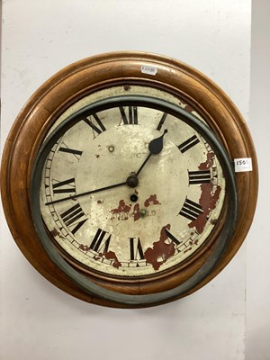 Lot 1501 - Early XX Century Oak Fusee White Dial Wall...