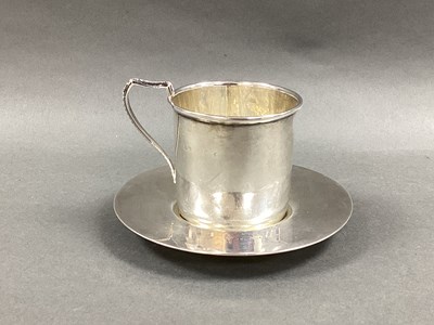 Lot 44 - An Antique Hallmarked Silver Cup and Saucer,...