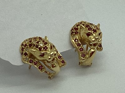 Lot 61 - A Pair of Modern Big Cat Earrings, each of...