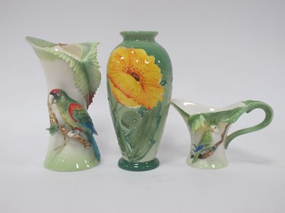 Lot 1154 - Franz Parakeet Candlestick 16cm high, similar...