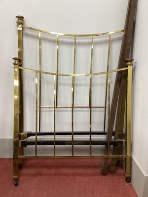 Lot 1444 - Early XX Century Brass Bed, with rail supports,...