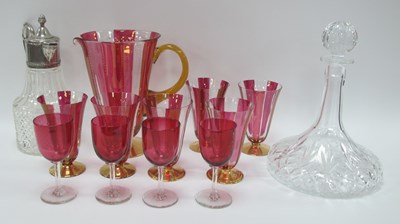 Lot 1136 - A Set of Four XIX Century Cranberry Glasses,...