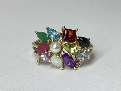 Lot 26 - QVC; A 9ct Gold Multi-Stone Cluster Ring, claw...