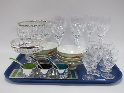 Lot 1145 - A Set of Six Air Twist Stuart Wine Glasses,...