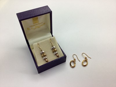 Lot 91 - A Pair of Modern Drop Earrings, of three...