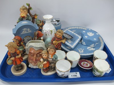 Lot 1190 - Wedgwood Jasperware Mantel Clock, trinket box,...