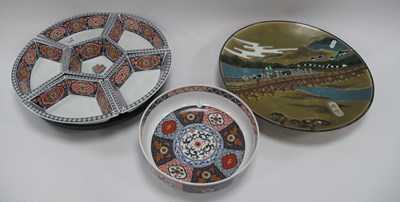 Lot 1259 - Japanese Pottery Charger featuring figures on...