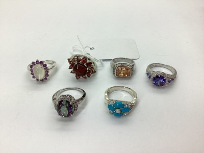 Lot 124 - Six Assorted "925" and Other Claw Set Dress...