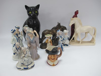 Lot 1158 - Two Resin Horses, Leonardo and other figurines,...