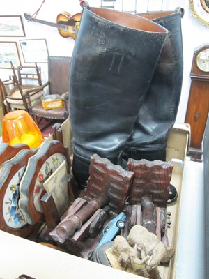 Lot 1368 - Pair of Black Leather Phillips Boots, oak...