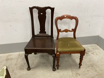 Lot 1446 - XVIII Century Oak chair, with a shaped top...