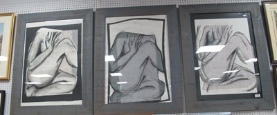 Lot 1398 - Three Framed Charcoal Sketches, minimalist...