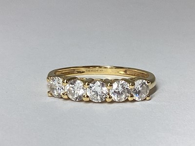 Lot 36 - QVC Diamonique; An 18ct Gold Five Stone Ring,...