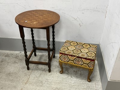 Lot 1442 - Chessboard Circular Table on Barley Twist Oak...