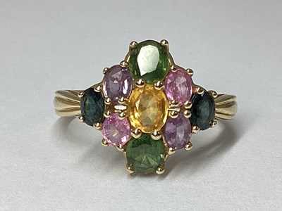 Lot 21 - QVC; A 9ct Gold Multi-Stone Cluster Ring, claw...