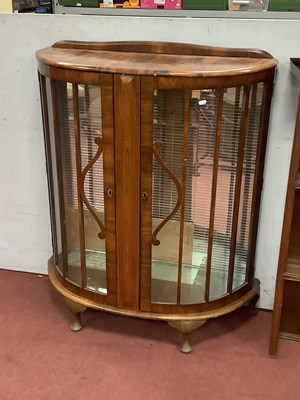 Lot 1432 - Walnut Bar Barget Built Bow Front China...