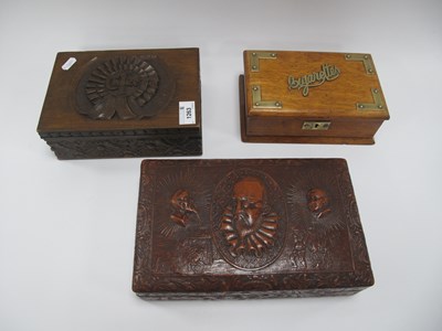 Lot 1263 - An Edwardian Oak 'Cigarettes' Box with brass...