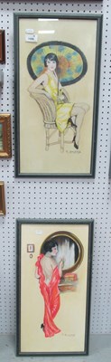 Lot 1406 - A Pair of Hand-Painted Framed Pictures of...