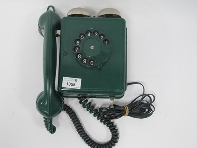 Lot 1358 - A Circa Mid 1900 Green Wall Mounted Telephone...