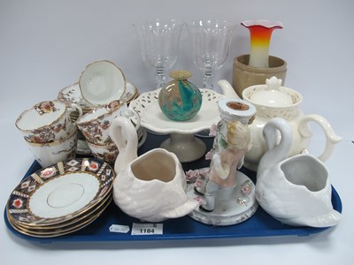 Lot 1184 - Mdina Spill Vase, creamware teapot and tazza,...