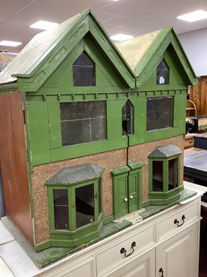Lot 1460 - Large Painted Pine Dolls House, circa early to...