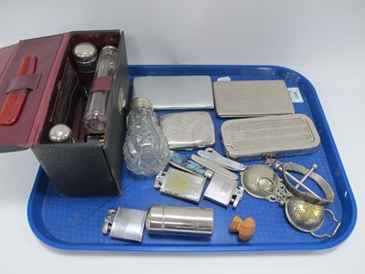 Lot 1326 - A Mid 1900s Leather Cased Gents Travel Set,...