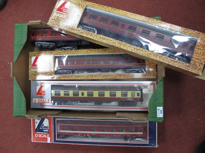 Lot 320 - Four Lima 'O' Gauge/7mm Mark One Coaches LMS...