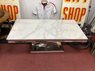 Lot 1425 - 1980s Style Stainless Steel Coffee Table, with...