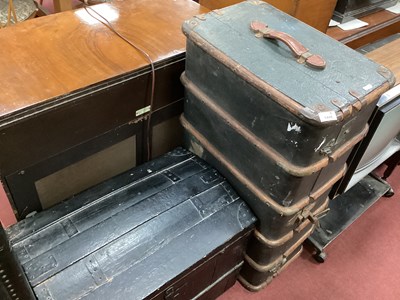 Lot 1449 - Iron Bound Sea Chest, 49cm high, wooden round...