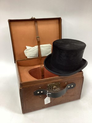 Lot 1483 - A Horseman's Top Hat in earlier silk lined...
