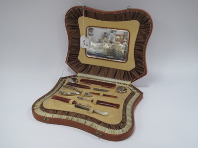 Lot 1231 - Manicure Set, in reptile skin effect case.
