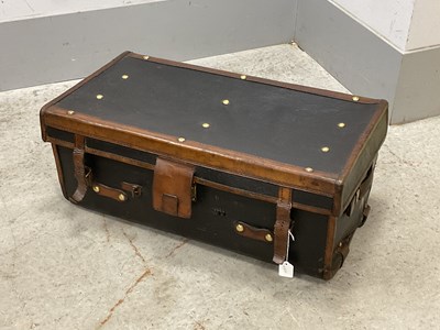 Lot 1430 - A Victorian Leather and Black Canvas Travel...