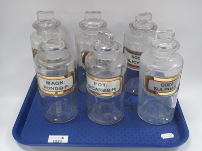 Lot 1221 - Apothecary Clear Glass Jars, circa 1900, each...