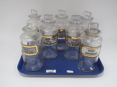 Lot 1223 - Apothecary Clear Glass Jars, circa 1900, each...